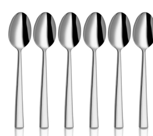Shri & Sam Stainless Steel Lotus Plain Baby Spoon,6 Pieces